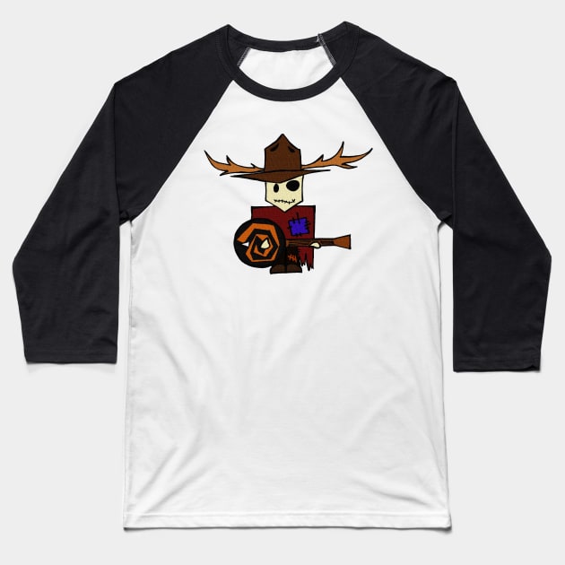 Banjo Scarecrow (Scarelette Series) Baseball T-Shirt by AntlerHillArts